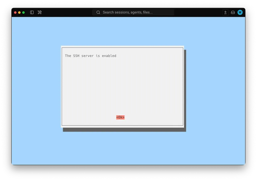 Enable SSH server confirmation message