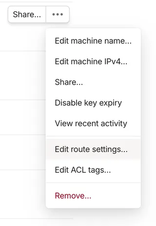 Tailscale Machine context menu
