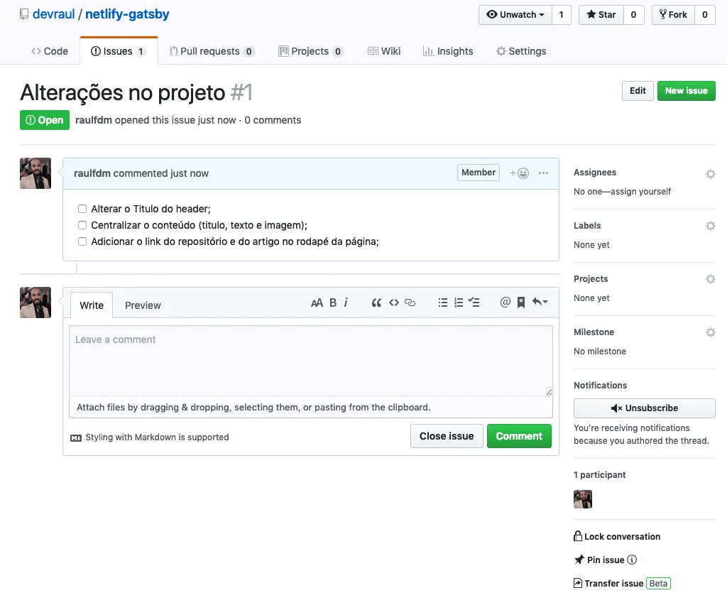 Issue no Github