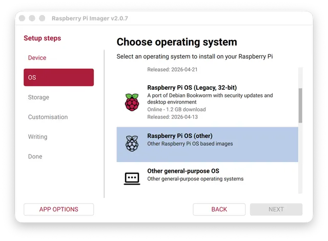 Choose operating system 1