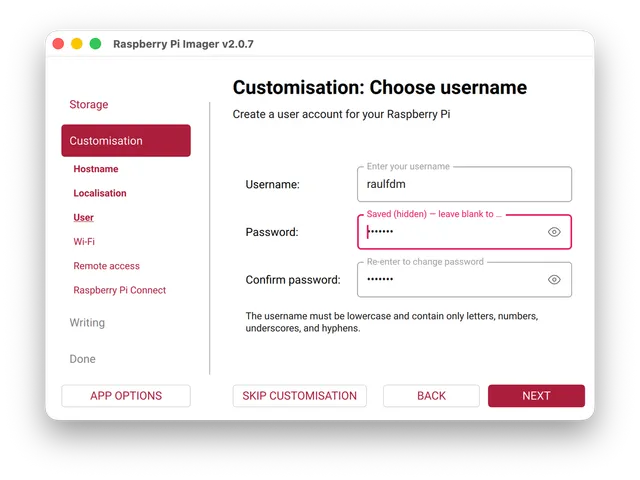 Customization: Choose username