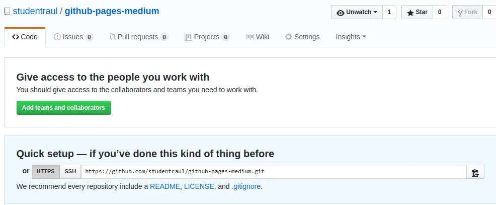 Pegando link HTTPs do repositório no Github