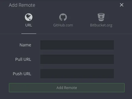 Formulário para adicionar um remote