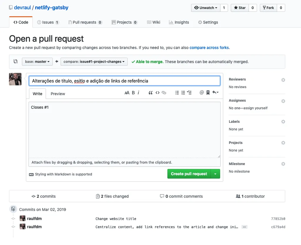 Criando o Pull Request